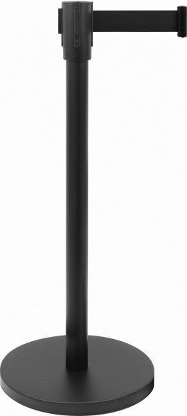 Absperrpfosten schwarz mit schwarzem Gurtband 1,8 m lang