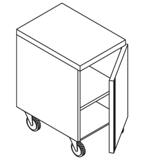 Schrank mit Flügeltür, auf Rädern, 400x600 mm