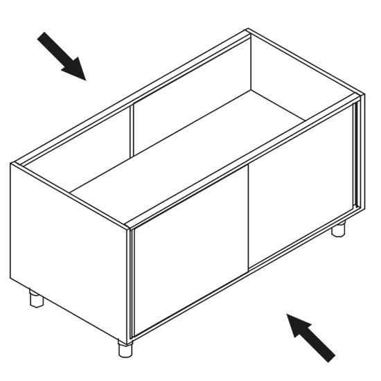 Schrank, beidseitig bedienbar, mit Schiebetüren, mit Zwischenboden, 1350x780 mm