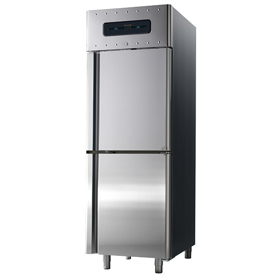 Kühlschrank, 350+350 Liter, aus Edelstahl, GN 2/1, -2 °C/+8 °C