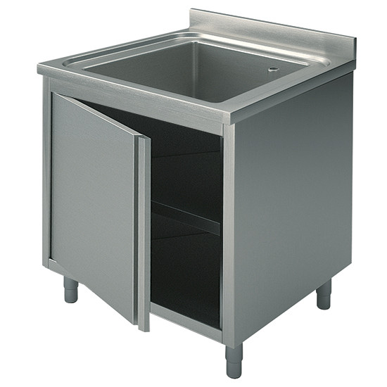 Spülschrank, 1 Becken, auf Schrank, mit Flügeltür, 600x600 mm