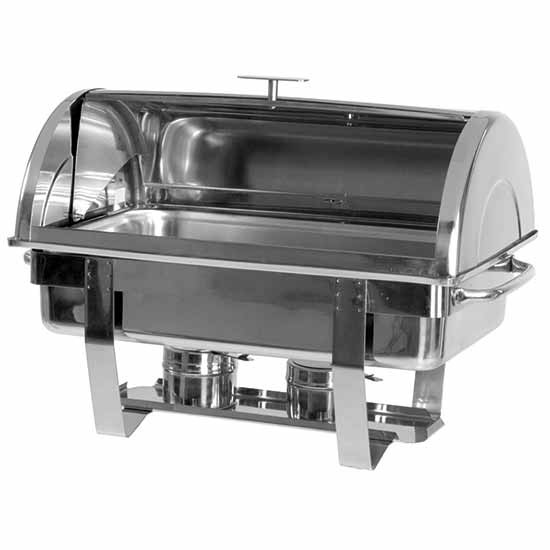 Chafing Dish, GN 1/1, H=65 mm, "Rolltop"-Deckel, 2 Brenner