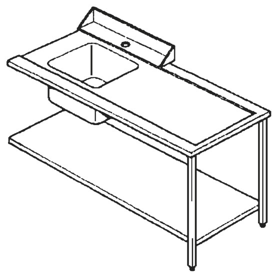 Zulauftisch rechts mit Becken links, B=1800 mm