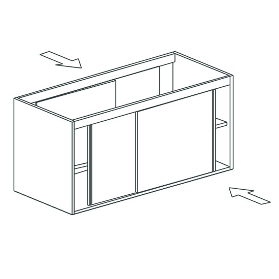 Arbeitsschrank, beidseitig bedienbar, mit Schiebetüren, 2100x700 mm