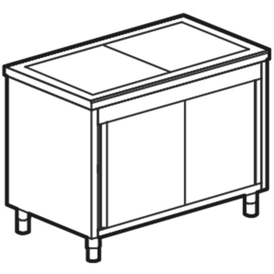 Warmhalteplatten-Element mit vorgespanntem Glas auf geschlossenem Schrank, B=1200 mm, 3x GN 1/1
