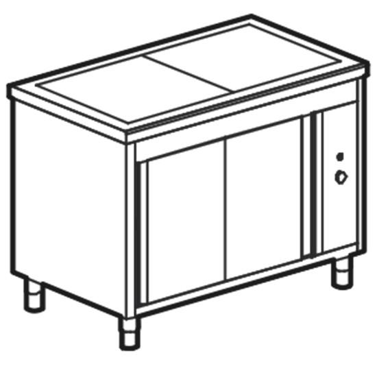 Warmhalteplatten-Element mit vorgespanntem Glas auf Wärmeschrank, B=2000 mm, 5x GN 1/1