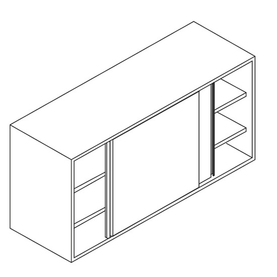 Wandhängeschrank, mit Schiebetüren, mit 2 Zwischenborde, 1000x400 mm