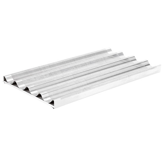 Perforiertes Aluminiumblech GN 1/1 für 4 Baguettes, silikoniert