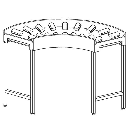 Tisch mit Laufrollen 90°